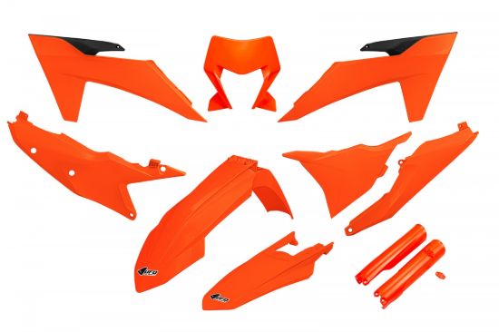 Afbeeldingen van UFO FULL KIT KTM NEON ORANGE WITH HEADLIGHT - EXC / EXCF 2024