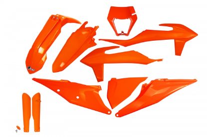 Afbeeldingen van UFO FULL KIT KTM NEON ORANGE WITH HEADLIGHT - EXC / EXC-F 2020-2023