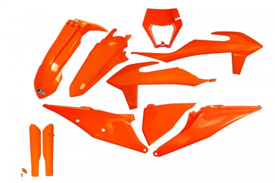 Afbeeldingen van UFO FULL KIT KTM NEON ORANGE WITH HEADLIGHT - EXC / EXC-F 2020-2023