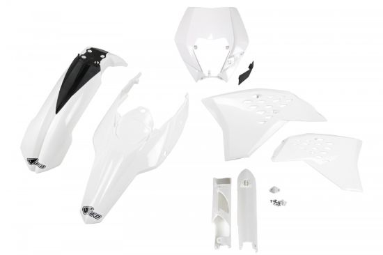 Afbeeldingen van UFO FULL KIT KTM WHITE WITH HEADLIGHT - EXC / EXC-F 2009-2011