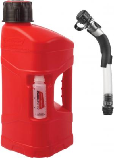 Afbeeldingen van Benzinekan 10 liter met dop + vulslang met bocht