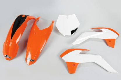 Afbeeldingen van UFO PLASTIC KIT KTM WHITE / ORANGE (OEM) - KTM 85 13-16
