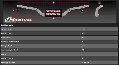 Afbeeldingen van RENTHAL HANDLEBAR 22MM BLACK-PADDED 780 KAWASAKI KX80/85/100 98-14 780-01-BK-03-219