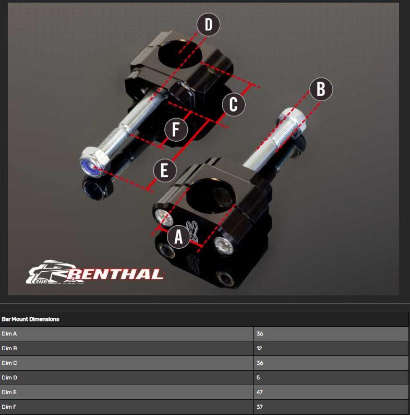 Afbeeldingen van Stuurklemmen 36MM Renthal Hon 2k-22/Yam YZF 2014-22 5 MM Offset