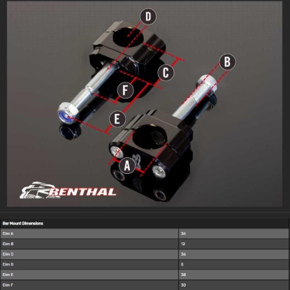 Picture of Stuurklemmen 36MM Renthal KAW 2009-18-20/YAM YZ 2017-20
