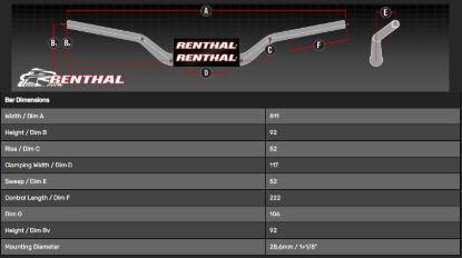 Afbeeldingen van RENTHAL HANDLEBAR FATBAR BLACK 827 KTM SX 125-450 2015 827-01-BK